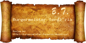Burgermeister Terézia névjegykártya